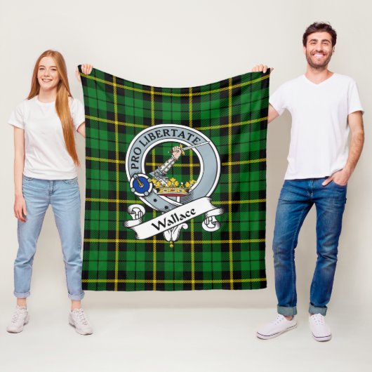 Wallace Green Clan Badge Tartan Schotlandse Plaid Fleece Deken (In situ)