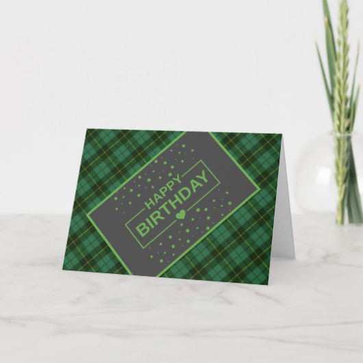 Wallace Green Tartan Birthday Card Kaart (Voorkant)