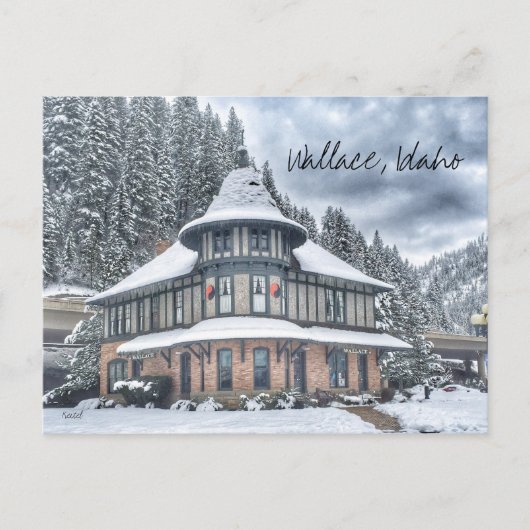 Wallace Idaho Depot in Winter Briefkaart (Voorkant)