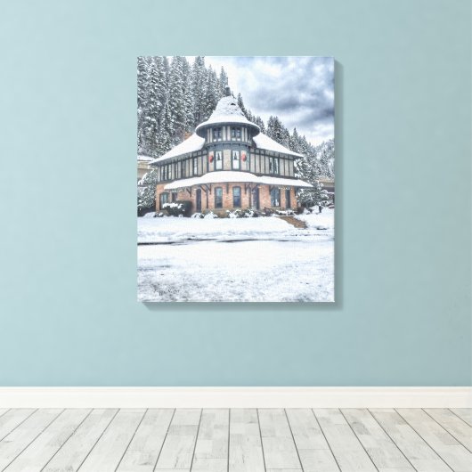 Wallace Idaho Depot in Winter Canvas Afdruk (Insitu (Houten vloer))