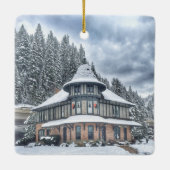 Wallace Idaho Depot in Winter Keramisch Ornament (Achterkant)