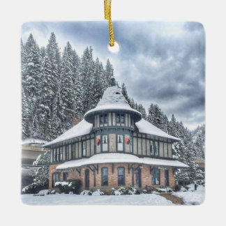 Wallace Idaho Depot in Winter Keramisch Ornament