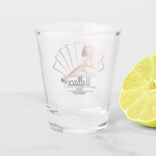 Wallace Idaho Pinup Girl V4 Shot Glas (Achterkant)