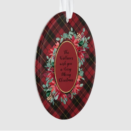 Wallace Red Weathered Original Scottish Tartan Ornament (voorkant)