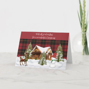 Wallace Red Weathered Scottish Tartan Kerstmis Feestdagen Kaart