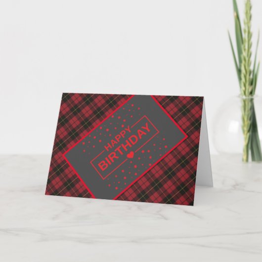 Wallace RedTartan Birthday Card Kaart (Voorkant)