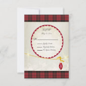 Wallace Rode Schotse Tartan bruiloft RSVP (Voorkant)