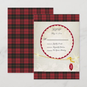 Wallace Rode Schotse Tartan bruiloft RSVP Kaartje