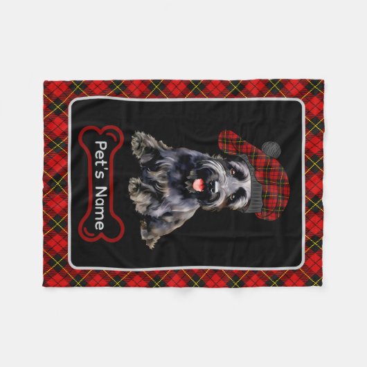 Wallace Scottie Dog Tartan gepersonaliseerd Fleece Deken (Voorkant (Horizontaal))