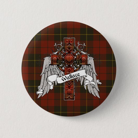 Wallace Tartan Cross Ronde Button 5,7 Cm (Voorkant)