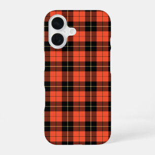 Wallace Tartan Oranje en Zwarte Plaid iPhone 16 Hoesje