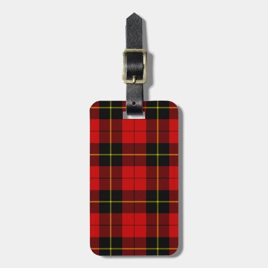 Wallace tartan red black plaid bagagelabel (Voorkant verticaal)
