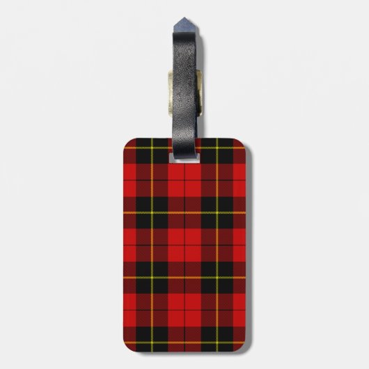 Wallace tartan red black plaid bagagelabel (Achterkant verticaal)
