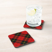 Wallace tartan red black plaid bier onderzetter (Rechterzijde)