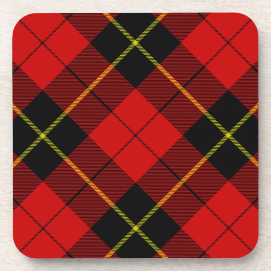 Wallace tartan red black plaid bier onderzetter (Voorkant)