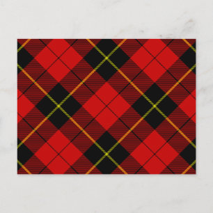 Wallace tartan red black plaid briefkaart
