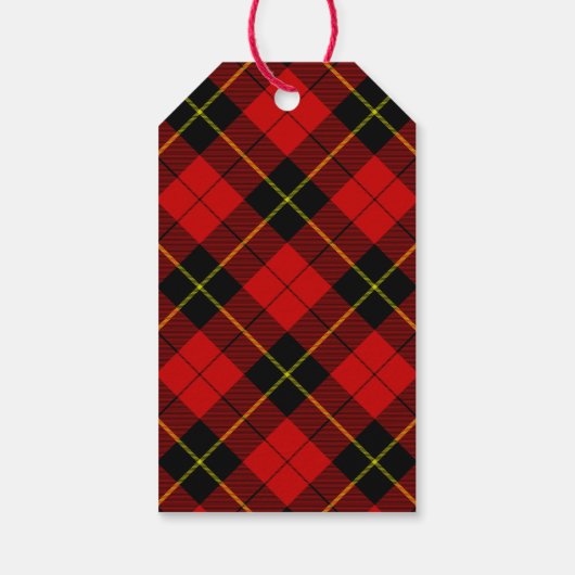 Wallace tartan red black plaid cadeaulabel (Achterkant)