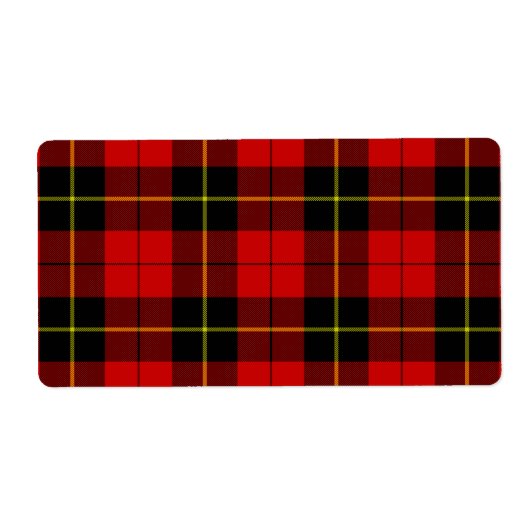 Wallace tartan red black plaid etiket (Voorkant)