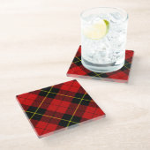 Wallace tartan red black plaid glazen onderzetter (Schuin)