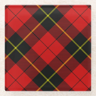 Wallace tartan red black plaid glazen onderzetter