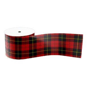 Wallace tartan red black plaid grosgrain lint