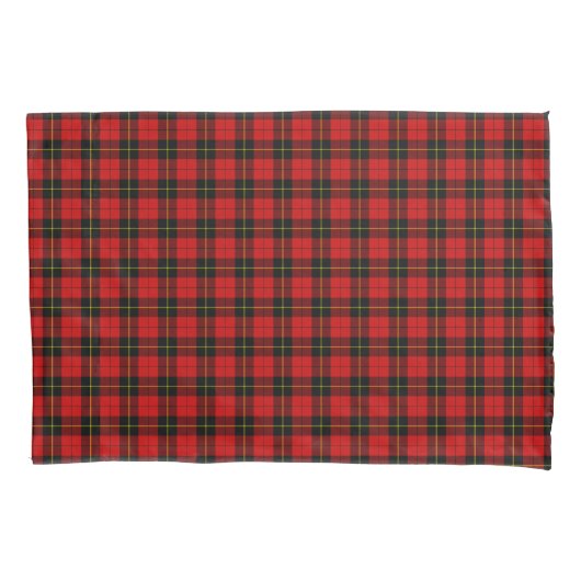 Wallace tartan red black plaid kussensloop (Voorkant-Links)