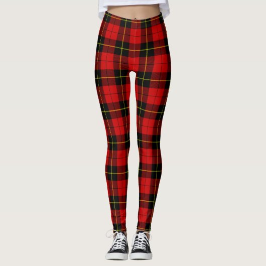 Wallace tartan red black plaid leggings (Voorkant)