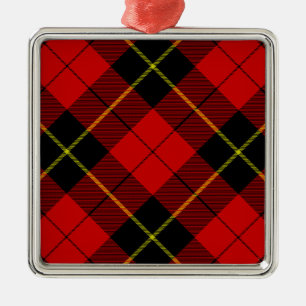 Wallace tartan red black plaid metalen ornament
