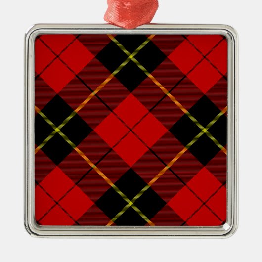 Wallace tartan red black plaid metalen ornament (Voorkant)