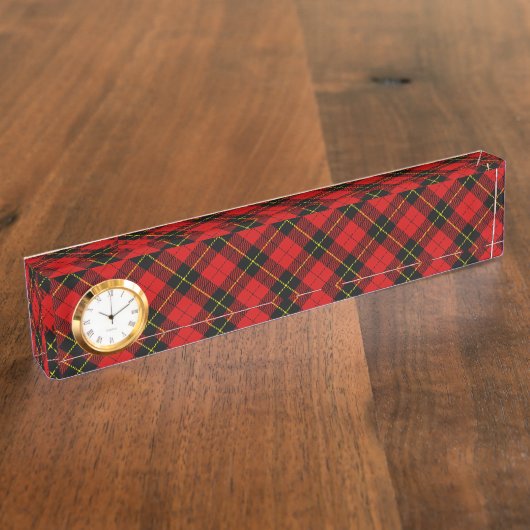 Wallace tartan red black plaid naambordje (Zijkant)