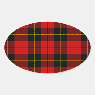 Wallace tartan red black plaid ovale sticker