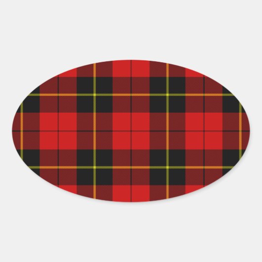 Wallace tartan red black plaid ovale sticker (Voorkant)