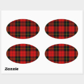 Wallace tartan red black plaid ovale sticker (Vel)