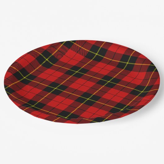Wallace tartan red black plaid papieren bordje (Gekanteld)