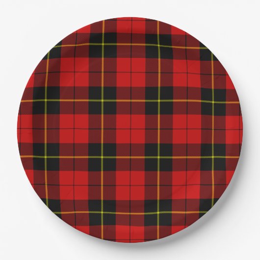 Wallace tartan red black plaid papieren bordje (Voorkant)