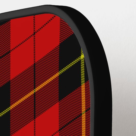 Wallace tartan red black plaid pickleball paddle (Links Detail)