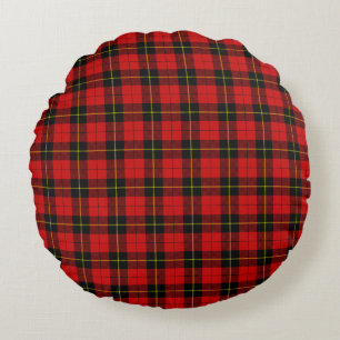 Wallace tartan red black plaid rond kussen