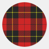 Wallace tartan red black plaid ronde sticker (Voorkant)