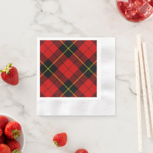 Wallace tartan red black plaid servet