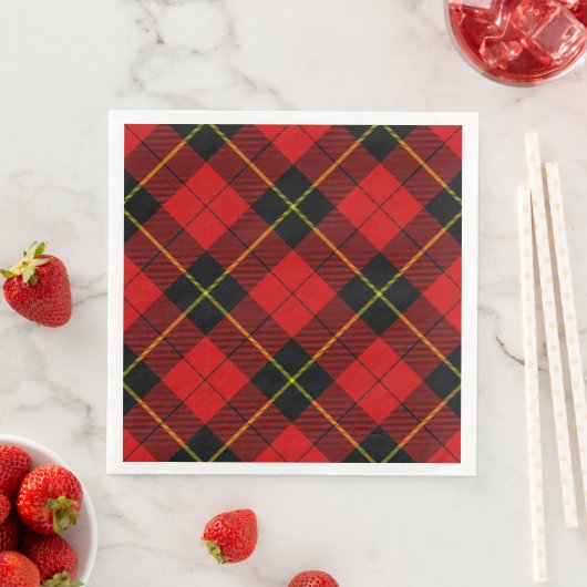 Wallace tartan red black plaid servet (Insitu)