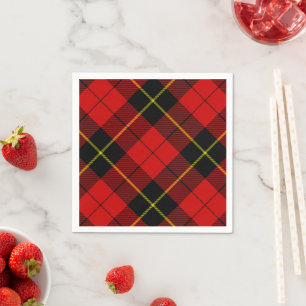Wallace tartan red black plaid servetten