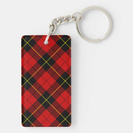 Wallace tartan red black plaid sleutelhanger (achterkant)