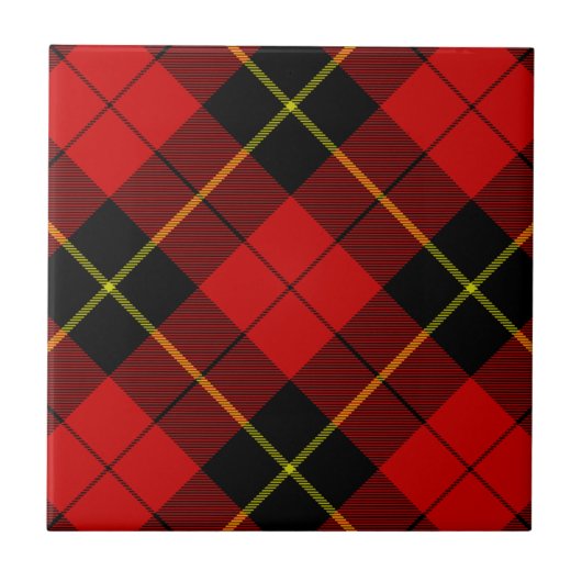 Wallace tartan red black plaid tegeltje (Voorkant)