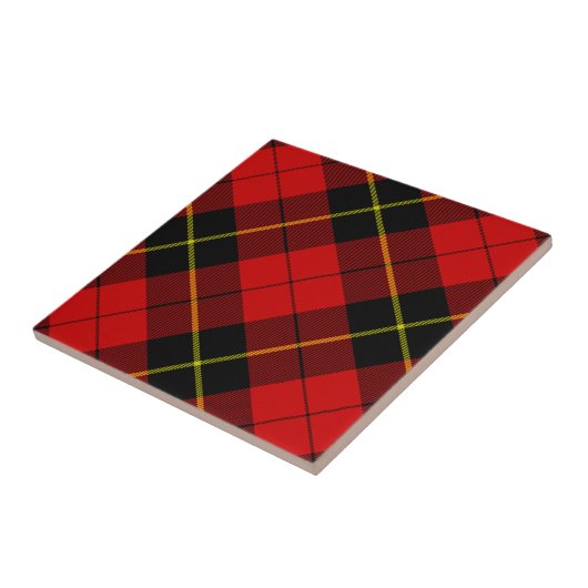 Wallace tartan red black plaid tegeltje (Zijkant)