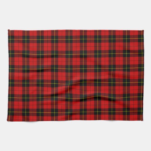 Wallace tartan red black plaid theedoek (Horizontaal)