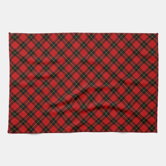 Wallace tartan red black plaid theedoek (Horizontaal)