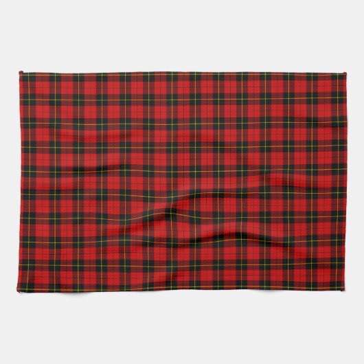 Wallace tartan red black plaid theedoek (Horizontaal)