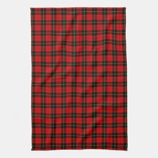 Wallace tartan red black plaid theedoek (Verticaal)