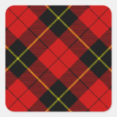 Wallace tartan red black plaid vierkante sticker (Voorkant)