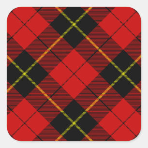 Wallace tartan red black plaid vierkante sticker